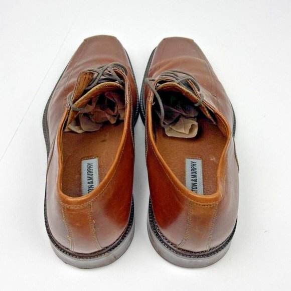 Johnston & Murphy Mens Derby Square Toe Oxford Dress Shoes Size 13 Brown Leather
